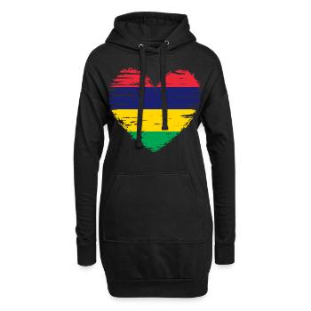 Mauritius Herz Flagge Fahne Wappen - Hoodie-Kleid - Schwarz - Vorne