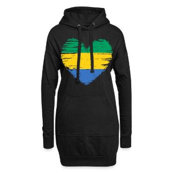Gabun Herz Flagge Fahne Wappen - Hoodie-Kleid - Schwarz - Vorne