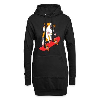 Skateboard Guinée Cochon Skate Sur T-shirt Design - Sweat-shirt à capuche long Femme - noir - Devant