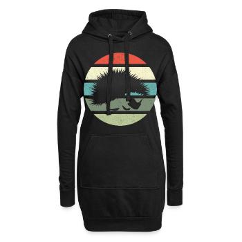 Retro Igel Vintage Stacheligel - Hoodie-Kleid - Schwarz - Vorne