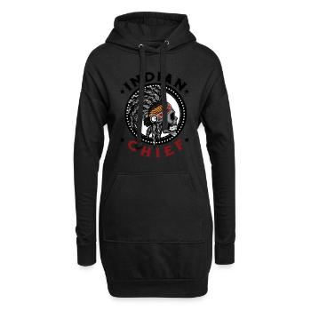 Crâne de guerrier en chef indien est prêt pour la - Sweat-shirt à capuche long Femme - noir - Devant