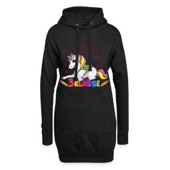 3. Klasse Schule Einhorn Mädchen - Hoodie-Kleid - Schwarz - Vorne