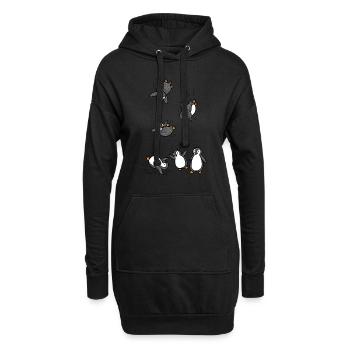 Pinguin - Hoodie-Kleid - Schwarz - Vorne