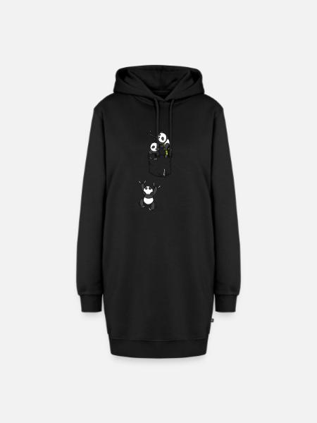 Panda - Hoodie-Kleid - Schwarz