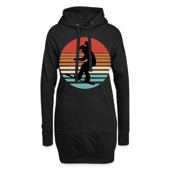 Snowboard Retro Design – Sonnenkreis Silhouette - Hoodie-Kleid - Schwarz - Vorne