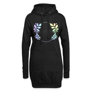 Cadre rond coloré feuilles couronnes - Sweat-shirt à capuche long Femme - noir - Devant