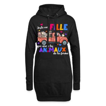 Fermes filles France Fermes Animaux Cadeau - Sweat-shirt à capuche long Femme - noir - Devant