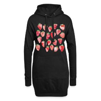 Erdbeer-Aquarell - Hoodie-Kleid - Schwarz - Vorne