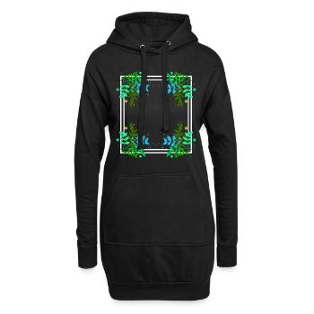 Rahmen mit Farbflecken Blatt Dekoration - Hoodie-Kleid - Schwarz - Vorne