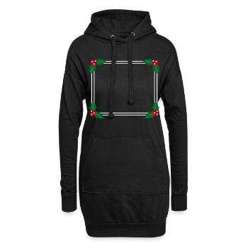 Rahmen mit Stechpalme Winter Weihnachten - Hoodie-Kleid - Schwarz - Vorne