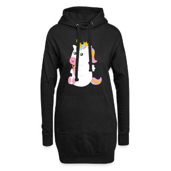 Licorne assise sucrée avec boisson - Sweat-shirt à capuche long Femme - noir - Devant
