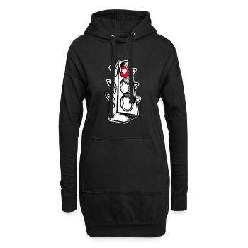Feu de circulation rouge coeur - Sweat-shirt à capuche long Femme - noir - Devant