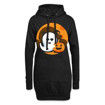 Gespenst Kürbis Freundschaft Halloween Spooky - Hoodie-Kleid - Schwarz - Vorne
