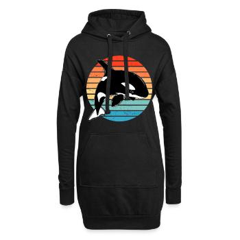 Orca Retro - Hoodie-Kleid - Schwarz - Vorne