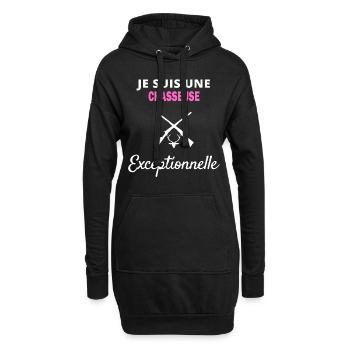 je suis un Exceptionnelle chasseuse - Sweat-shirt à capuche long Femme - noir - Devant