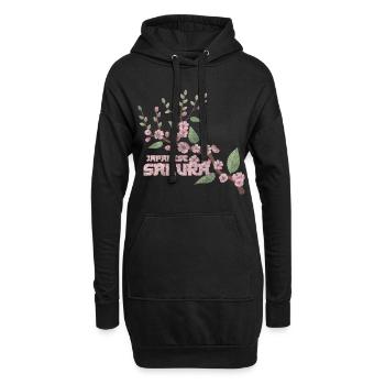 Fleur de cerisier en fleurs colorée - Sweat-shirt à capuche long Femme - noir - Devant