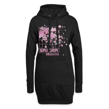 Fleurs de cerisier Symbole de la nature Rose - Sweat-shirt à capuche long Femme - noir - Devant