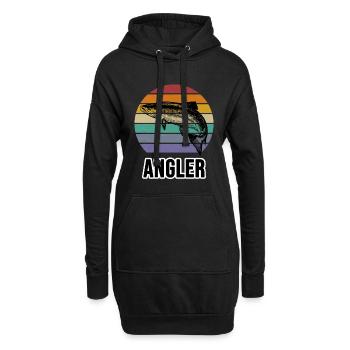 Angler und Fische - Hoodie-Kleid - Schwarz - Vorne