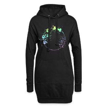 Hunde Rahmen Hundepfote Farbflecken - Hoodie-Kleid - Schwarz - Vorne