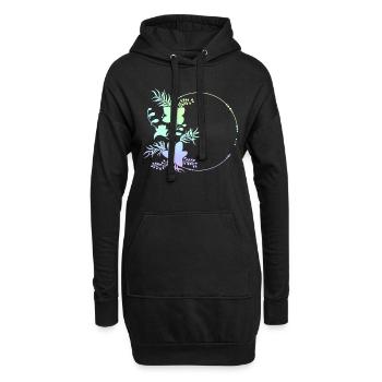 Ornements de fleurs à cadre circulaire - Sweat-shirt à capuche long Femme - noir - Devant