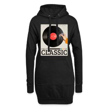 Je l’appelle un disque de musique rétro vinyle classique - Sweat-shirt à capuche long Femme - noir - Devant
