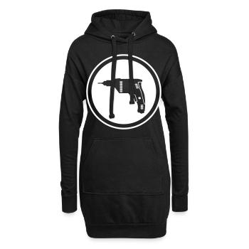 Bohrmaschine - Hoodie-Kleid - Schwarz - Vorne