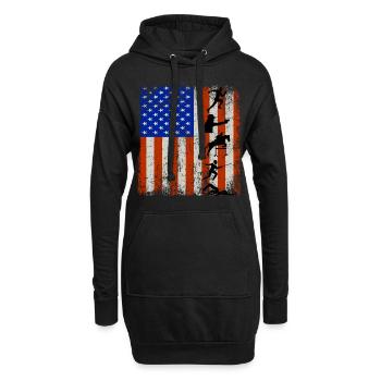 4 juillet Drapeau américain Pentathlon moderne - Sweat-shirt à capuche long Femme - noir - Devant