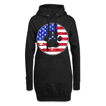 Amerika Pfote Hund 4. Juli USA - Hoodie-Kleid - Schwarz - Vorne