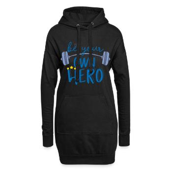 Funny Fitness Sport Saying - Votre propre héros - Sweat-shirt à capuche long Femme - noir - Devant