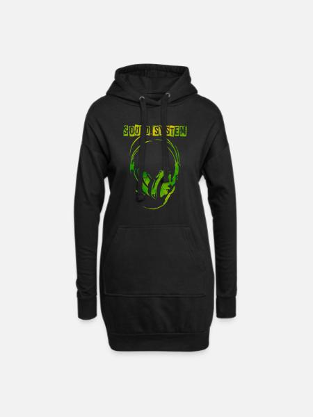 Soundsystem Kopfhörer Free Party - Hoodie-Kleid - Schwarz