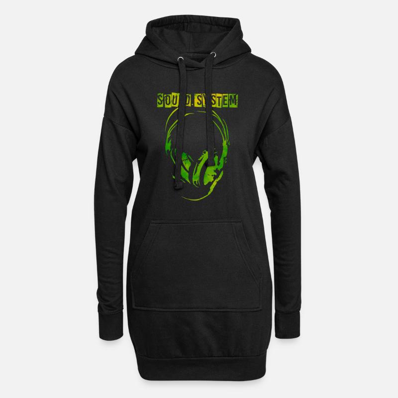 Soundsystem Kopfhörer Free Party - Hoodie-Kleid - Schwarz