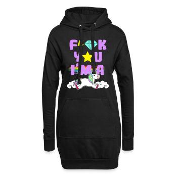 Fuck You I'm A Unicorn Equality Clouds Coloré - Sweat-shirt à capuche long Femme - noir - Devant