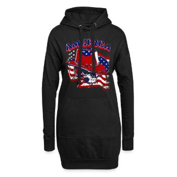 Un beau crâne de cow-boy avec un design de drapeau américain - Sweat-shirt à capuche long Femme - noir - Devant