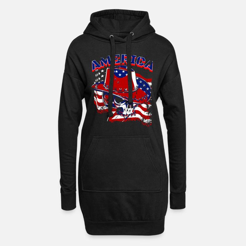 Ein Schöner Cowboy Schädel mit US Flaggen Design - Hoodie-Kleid - Schwarz