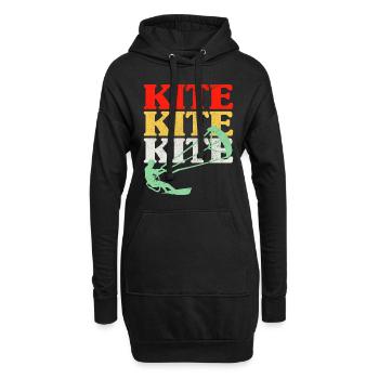 Retro Kitesurfen Kitesurfen Kiteboarding - Hoodie-Kleid - Schwarz - Vorne
