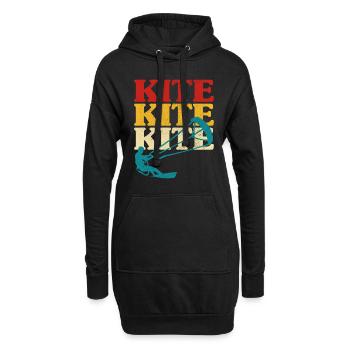 Retro Kitesurfen Kitesurfen Kiteboarding - Hoodie-Kleid - Schwarz - Vorne