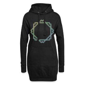 Bunter Quadratischer Rahmen Deko - Hoodie-Kleid - Schwarz - Vorne