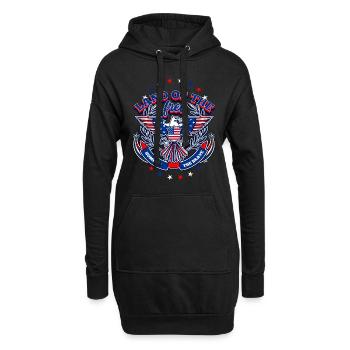 Terre des Libres, Patrie des Braves & Drapeau américain - Sweat-shirt à capuche long Femme - noir - Devant