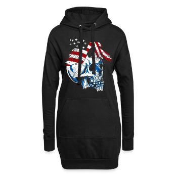 Ein schönes und gruseliges Totenkopf Design - Hoodie-Kleid - Schwarz - Vorne
