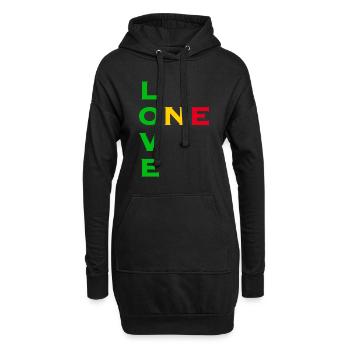 One love - vert jaune rouge - Sweat-shirt à capuche long Femme - noir - Devant