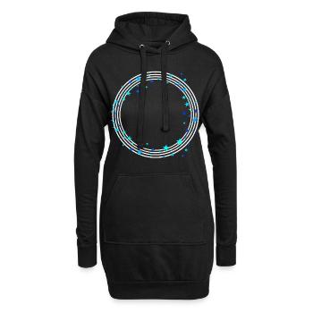 weiße Kreisförmige Linien mit Sternen - Hoodie-Kleid - Schwarz - Vorne
