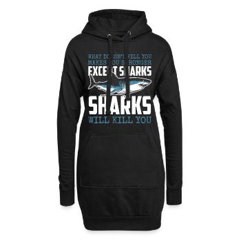 Weißer Hai Meer Segeln Wasser - Hoodie-Kleid - Schwarz - Vorne