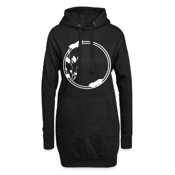 Cercle de cadre de printemps en fleurs blanches - Sweat-shirt à capuche long Femme - noir - Devant