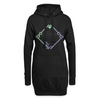 Cadres ornementaux colorés - Sweat-shirt à capuche long Femme - noir - Devant