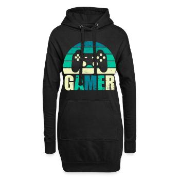Gamer Vintage Sunset Gaming Controller - Sweat-shirt à capuche long Femme - noir - Devant