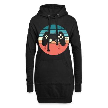 Sunset du contrôleur de jeu de console en détresse - Sweat-shirt à capuche long Femme - noir - Devant