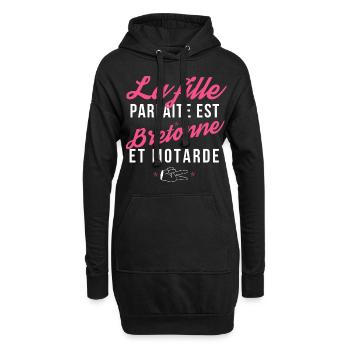 La fille parfaite est Bretonne et Motarde - Sweat-shirt à capuche long Femme - noir - Devant