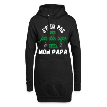 j peux pas j ai jardinage avec mon papa - Sweat-shirt à capuche long Femme - noir - Devant