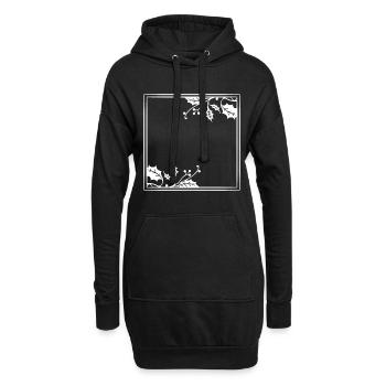 Cadre blanc laurier feuille Noël - Sweat-shirt à capuche long Femme - noir - Devant