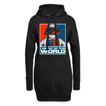 Astronaut Universum Raumschiff Galaxie - Hoodie-Kleid - Schwarz - Vorne